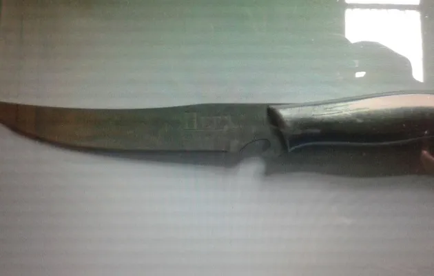 Cuchillo con el que amenazaron a la mujer para robarle la cartera. Foto: Visión Regional