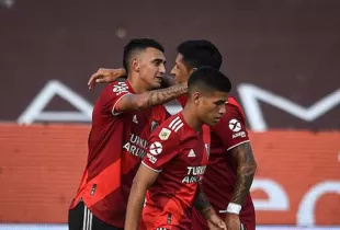 Suárez festeja el gol de la victoria frente a Platense